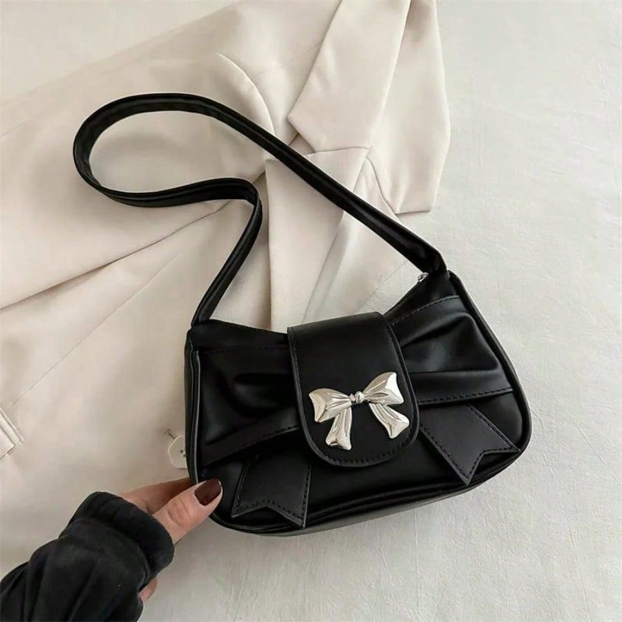 Borsa a tracolla trendy con fiocco Borsa a mano Casual Borsa da sotto braccio Borse per il pendolarismo quotidiano Borsa da sera in pelle da donna Borse da donna da lavoro