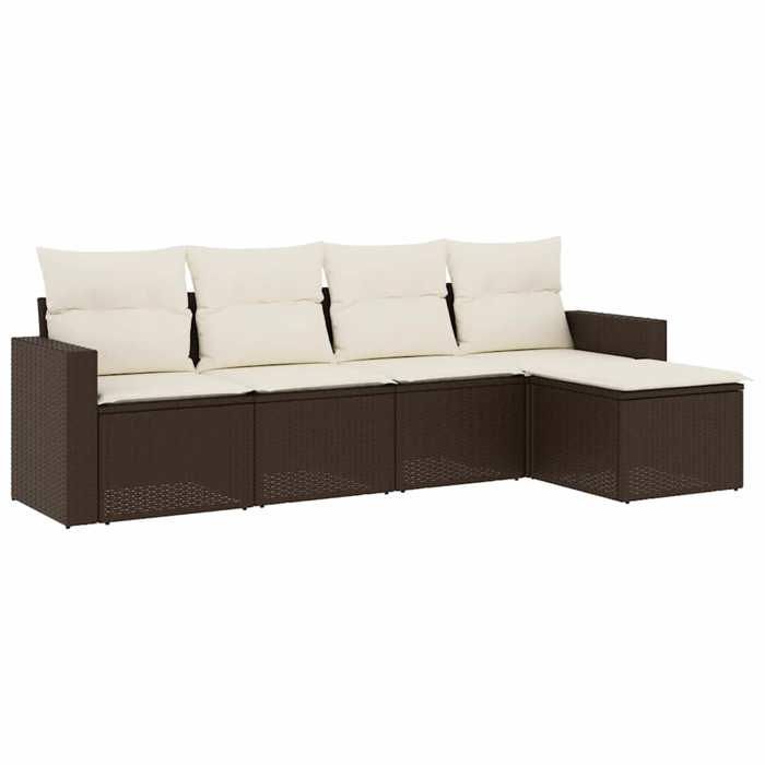VidaXL Salon de Jardin avec Coussins 5 pcs, Canapés de Terrasse, Ensemble de Meubles de Patio, Mobilier d'Extérieur, Marron 3218883
