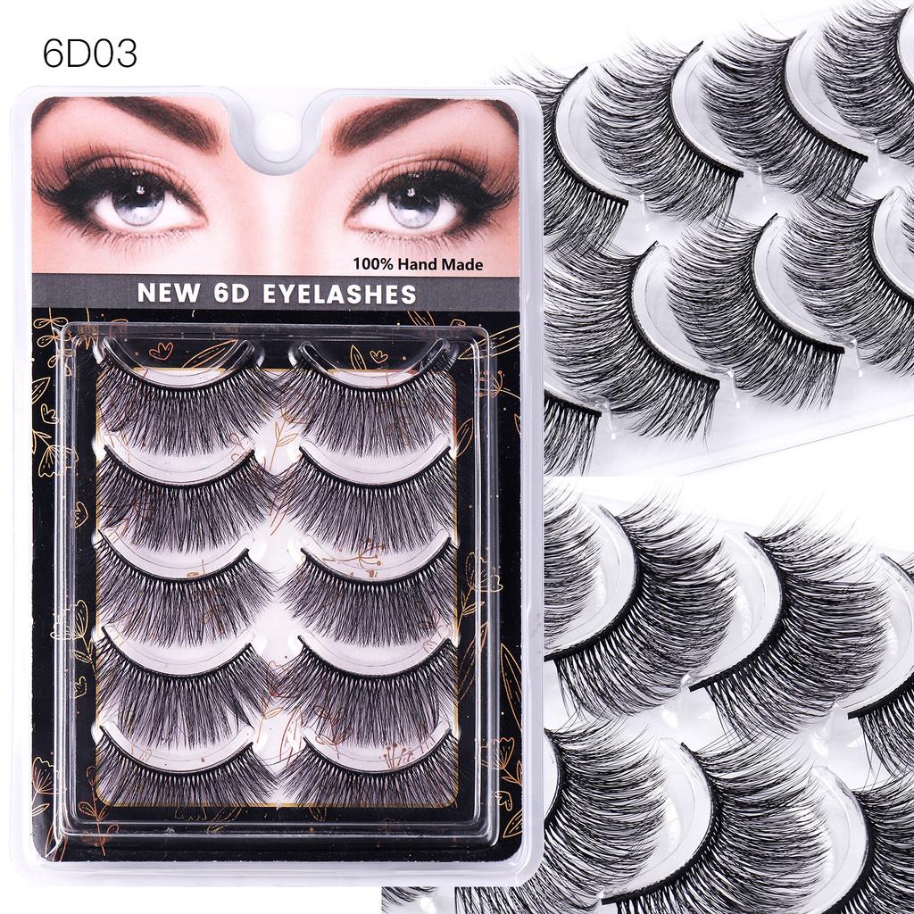 5 Pairs Of Eyelashes 6D Chemical Fiber Three-Dimensional Multi-Layer Crossed False Eyelashes Naturally Curl Eyelashes