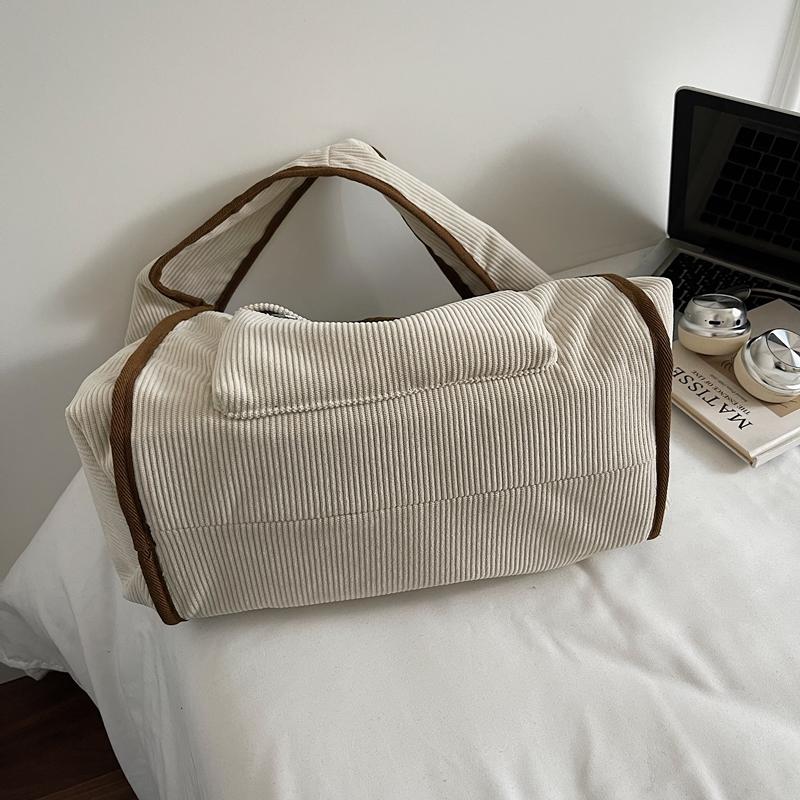 Corduroy Tote Bag Women's Commuter Shoulder Bag Large Capacity Student Class Handbag
