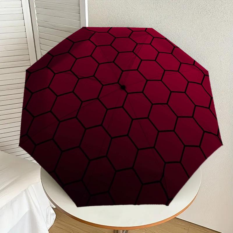 

1pc Hexagonal Pattern Design Umbrella with Plastic Handle,Suitable for All Seasons Home Travel Outdoor UmbrellaDD006