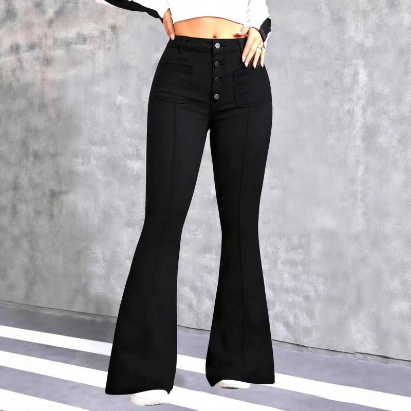 TEMU TK Popular Women s Clothing Military Green Elastic Micro-ragged Multi-pocket Denim Pants 2XL чёрный