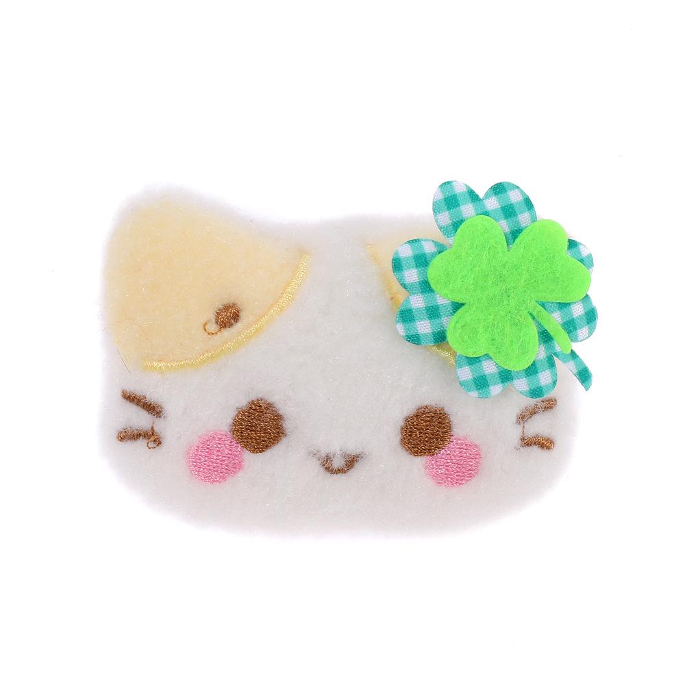 Cartoon Four-Leaf Clover Lucky Kitten Pendant Keychain Hair Accessory for Students