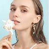 Pinkdudu Romantic Mermaid Pearl Drop Earrings Elegant Shiny Zircon Gold Plated Fantasy Creature Office Party Earring Gifts PD643