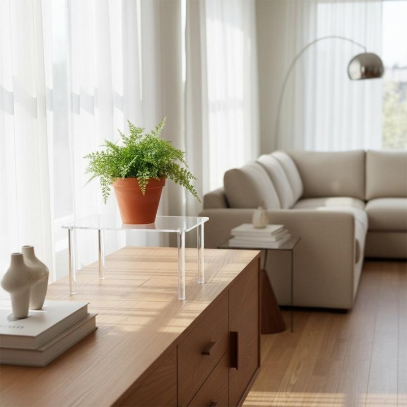 Transparenter Acryl-Pflanzenständer Eleganter Aufbewahrungsständer für Pflanzen für den Innen- und Außenbereich Platzsparende Lösung