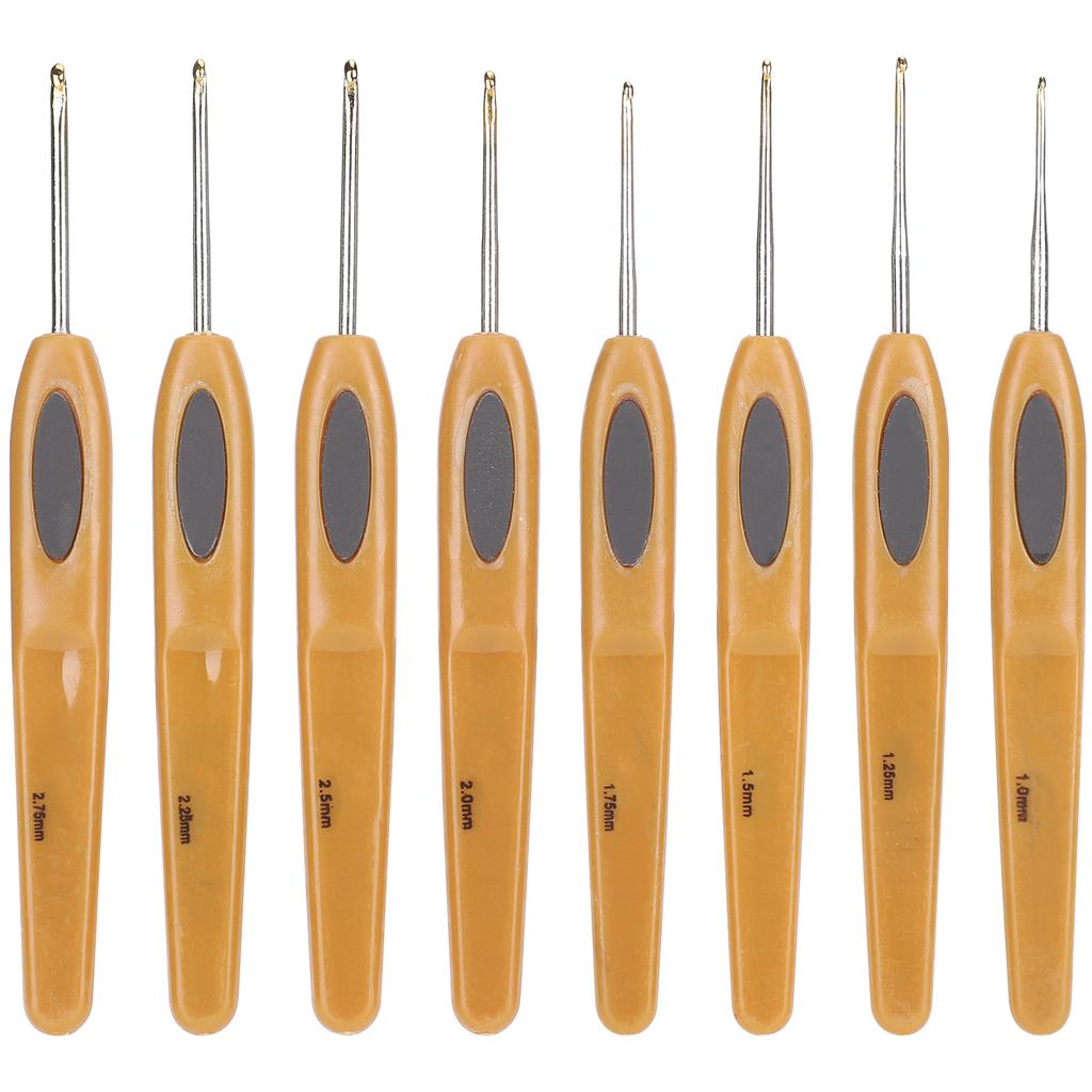 8Pcs Sewing Crochet Hook Kit Thread Ergonomic Soft Grip Handle Sweater Knitting Tools