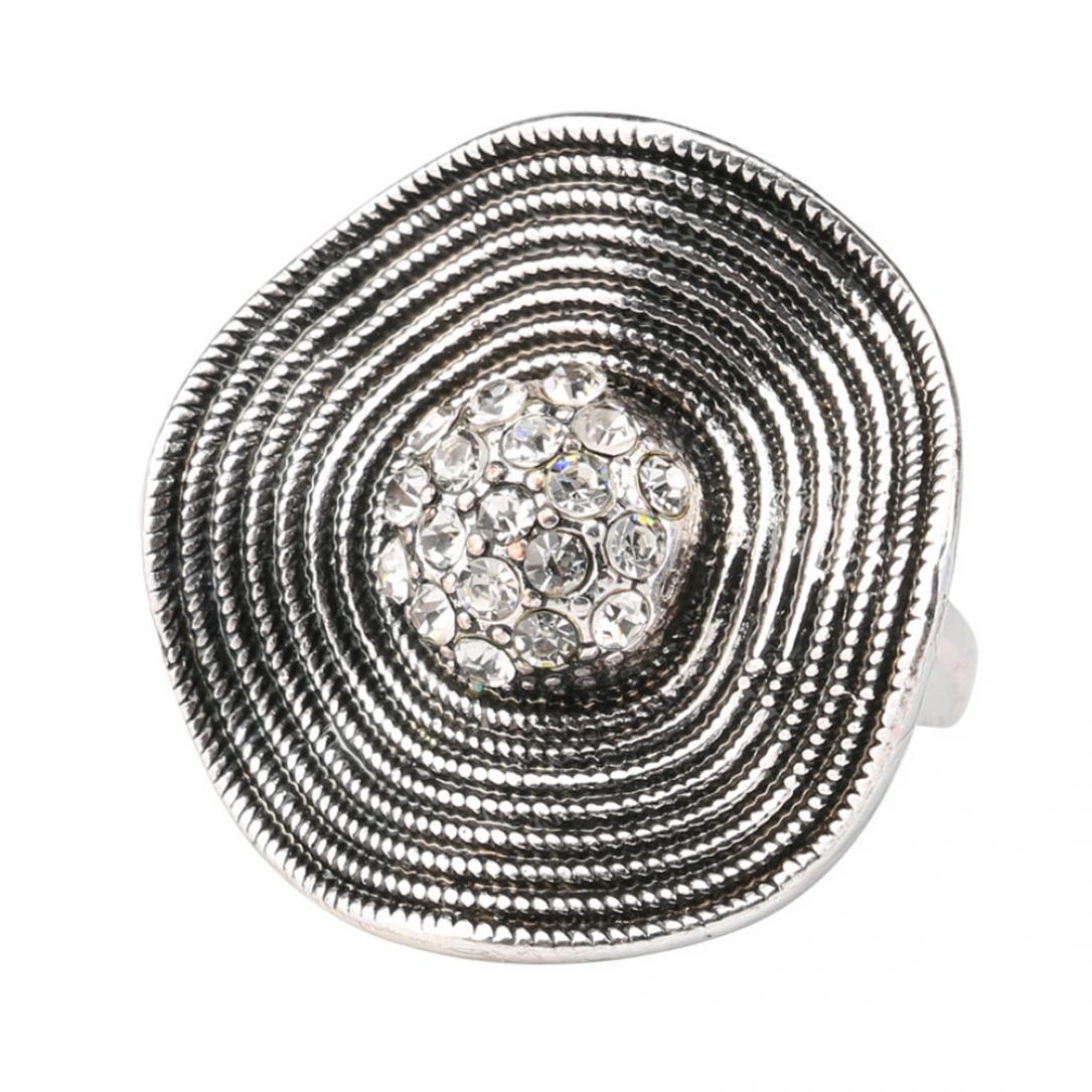 

Винтажное женское кольцо в стиле бохо с горным хрусталем US 10 серебряный/белый