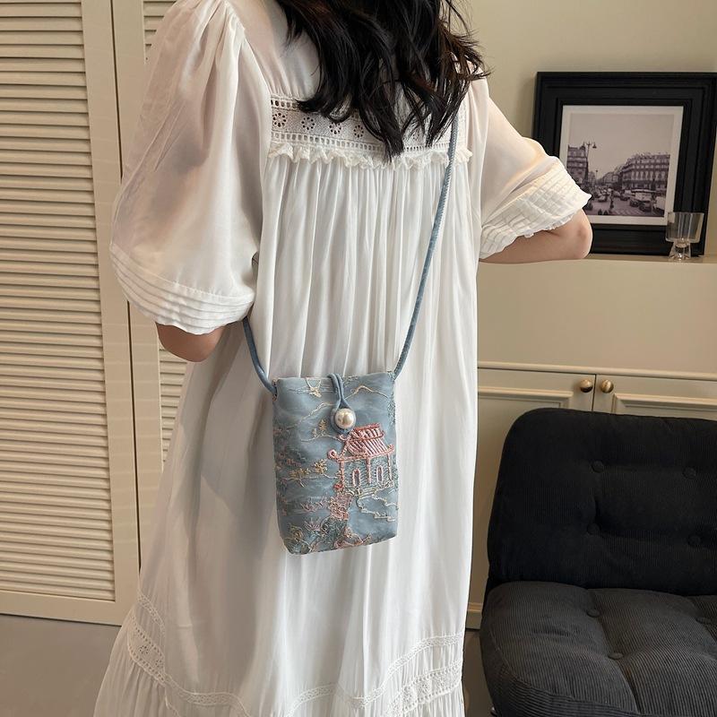 Shoulder Bag Embroidery Mobile Phone Bag Crossbody Bag Casual Bucket Small Bag