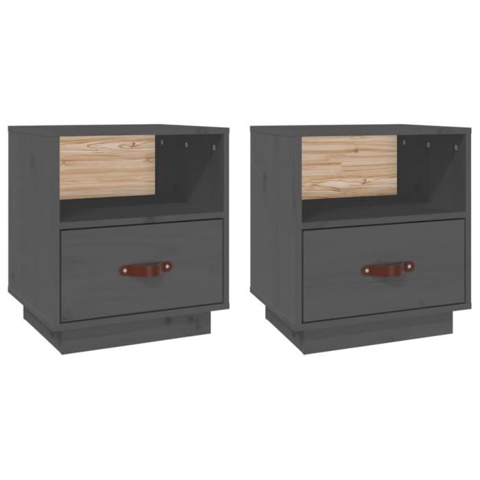 VidaXL Bedside Tables 2 Pcs Grey 40x34x45 Cm Solid Pine Wood818300