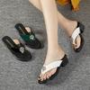 Fashion GKTINOO 2025 Summer Women Slippers Patent Leather Slides Shoes Thick Heels Beach Sandals Women Outside Fashion Flip Flops