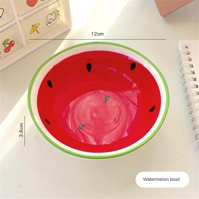 Kitchen Set Set Wear-resistant Ceramic Bowl Household Creative Strawberry Watermelon Bowl Household Products Highest Evaluation
