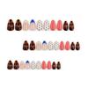 Red And Blue Polka Dot Tortoise Shell Wearable Nails Candy Stripes French Short Almond Manicure Patches Wearable Fake Nails