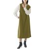 Vest Jumper Jumper Dress Olive [Kayiyasu] One-Piece Dress/Salopette V-Neck (M, Green)