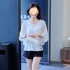 Flower Half Sleeve Shirt Women Elegant Fashion Chiffon Blouse Summer Cotton Edge Lace O Neck Loose Shirt