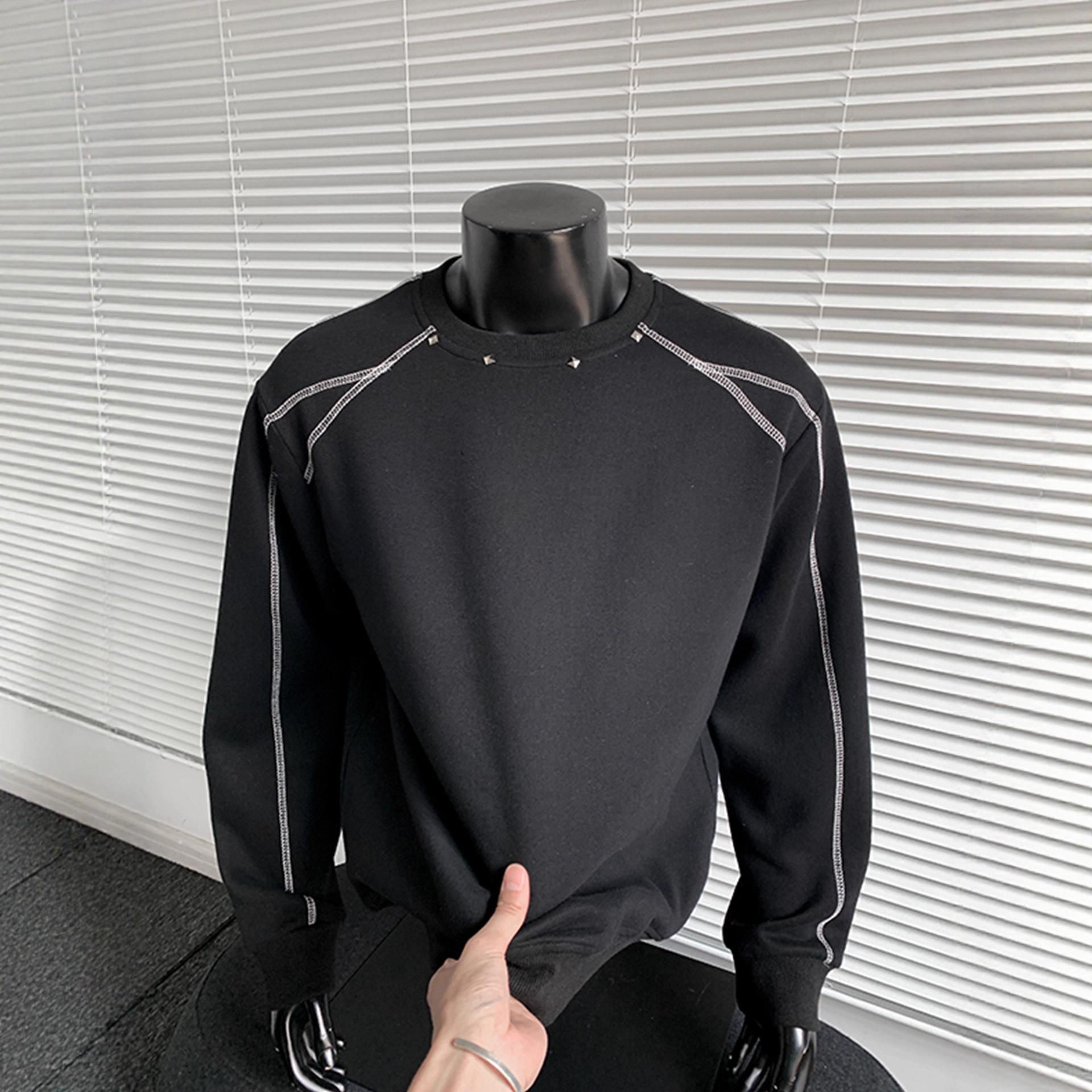 

Свитер с круглым вырезом Мужской Осенне-зимний тренд Американская одежда Свободное пальто XXXL чёрный