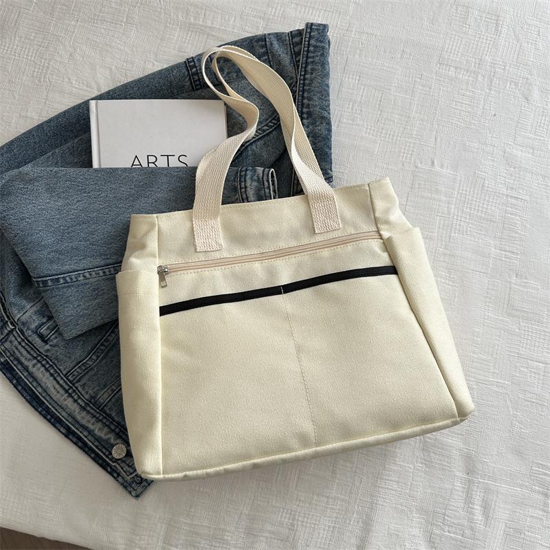 

Холщовая Модная Повседневная Сумка Большой Вместимости Сумка-Тоут Весна 2025 Новинка Универсальная ins Наплечная Подмышечная Сумка белый