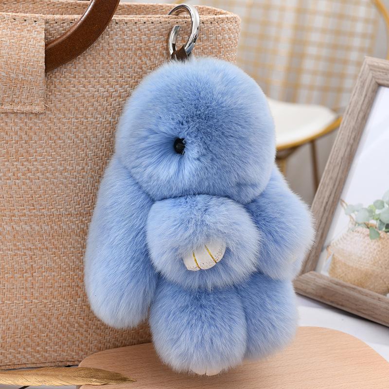 Three Model Size Rex Rabbit Fur Cute Fluffy Bunny Keychain Bag Toys Doll Lovely Keyring Pendant