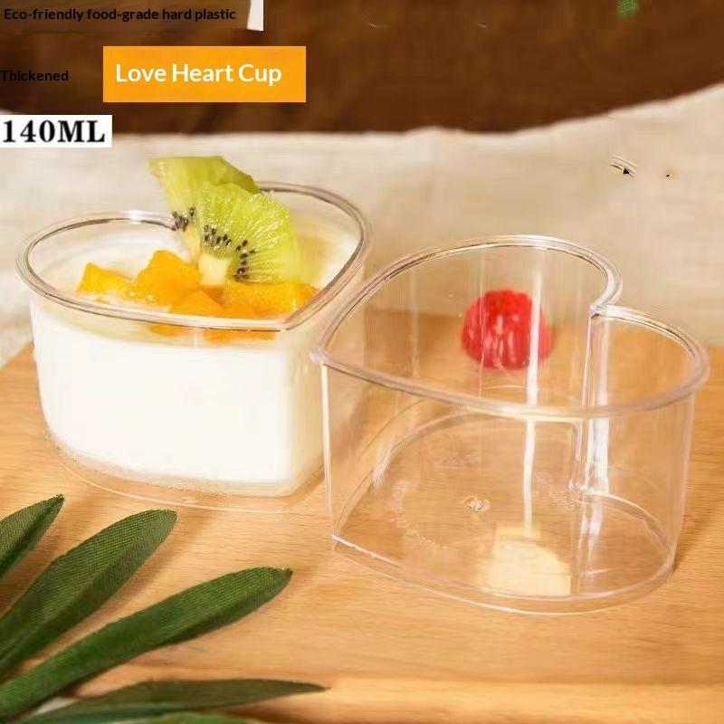 10 Pack Heart Shaped Clear Plastic Dessert Cups With Lids Reusable Food Grade For Wedding Party Valentines Day Dessert Serving