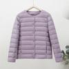 Women's Crew Neck Long Sleeve Slim Fit Lightweight Puffer Coat Short Down Jacket