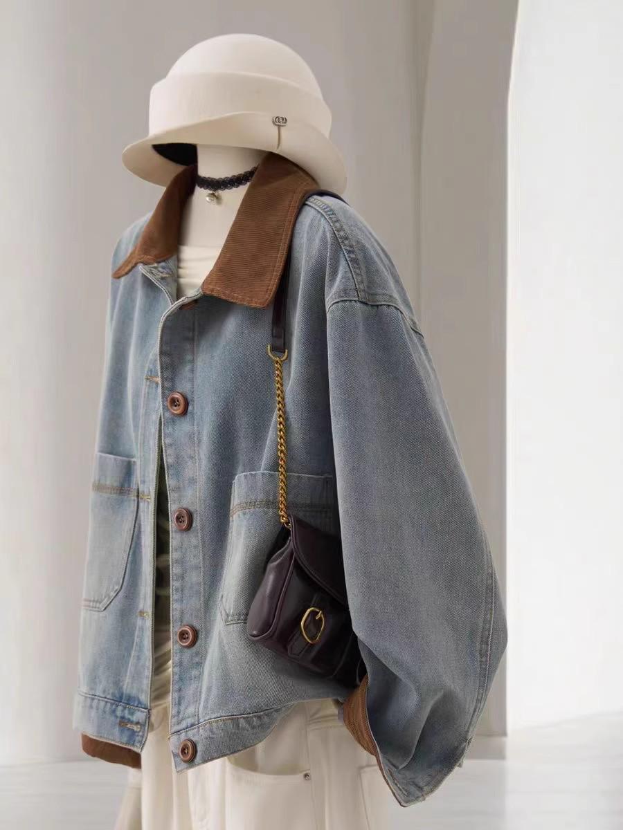 

Женская ретро джинсовая куртка 2025 - Шикарный, уникальный стиль для осени/зимы, маленький размер S