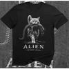 Alien Short Cat T-shirt - Sci Fi Horror Imitation Pattern T-shirt for Casual Daily Street Wear