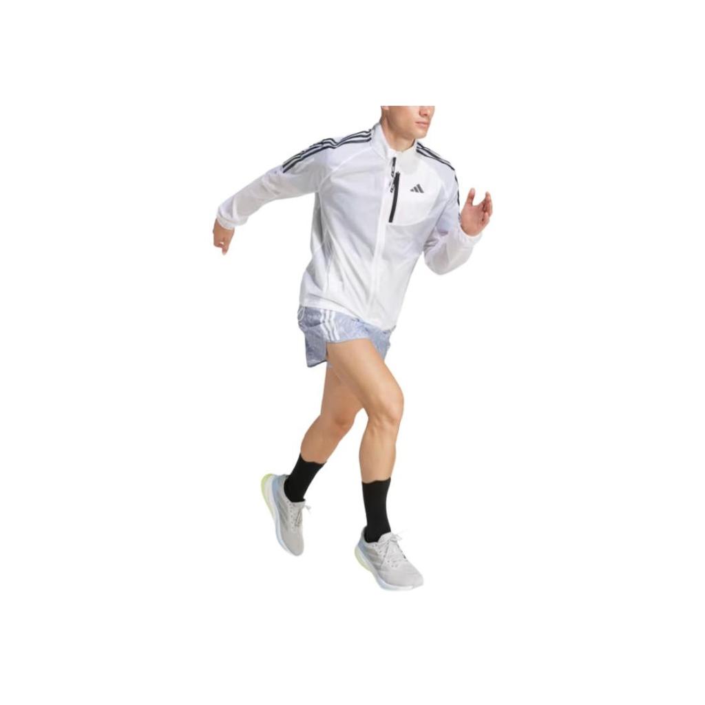 adidas Veste Confortable 3 Bandes Own The Run Coupe Slim Col Zippé Veste Homme Blanc JD7760