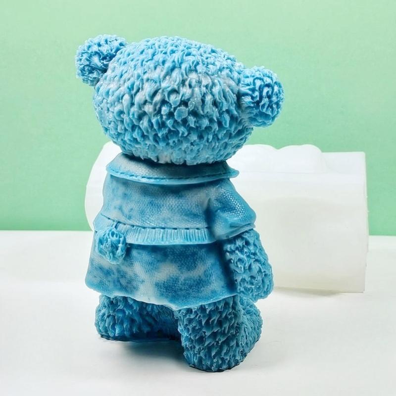Bear Ornaments Dripping Glue Mold Diy Gypsum Ornaments Aromatherapy Candle 3d Stereo Standing Bear Candle Silicone Mold