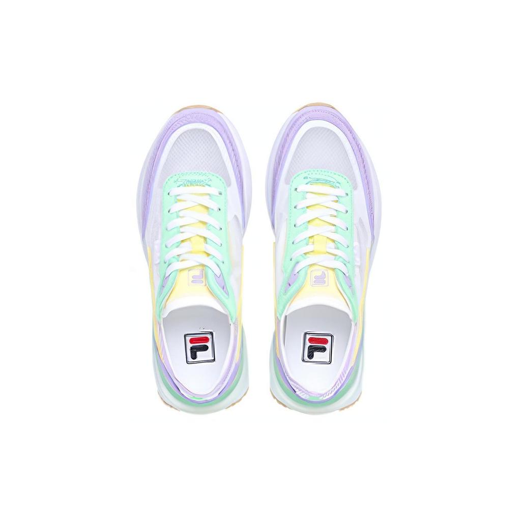 FILA Renno Mesh Fabric Synthetic Leather Comfortable Low-Top Lifestyle Sneakers Women sneakers White Purple F12W226122FWP
