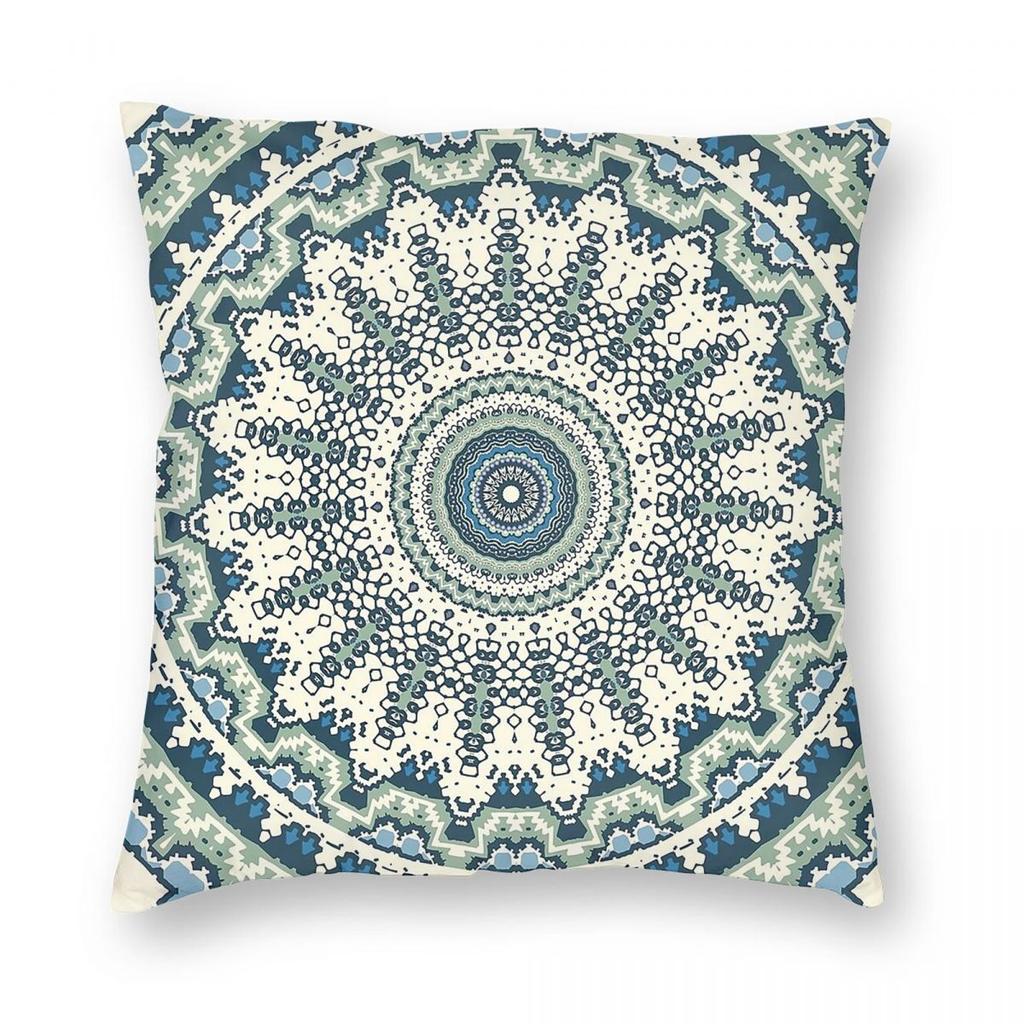 Boho Stammes Mandala Quadratische Kissenhülle Polyester Leinen Samt Bedruckt Reißverschluss Dekorative Wohnkissenhülle
