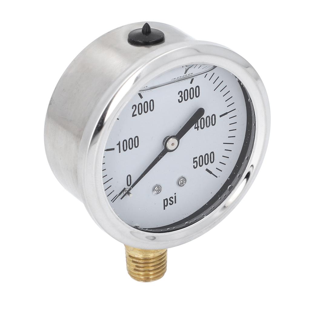 Hydraulic High Pressure Gauge Glycerin Liquid Filled 5000PSI 2.5in Dial 14in NPT Stainless Steel