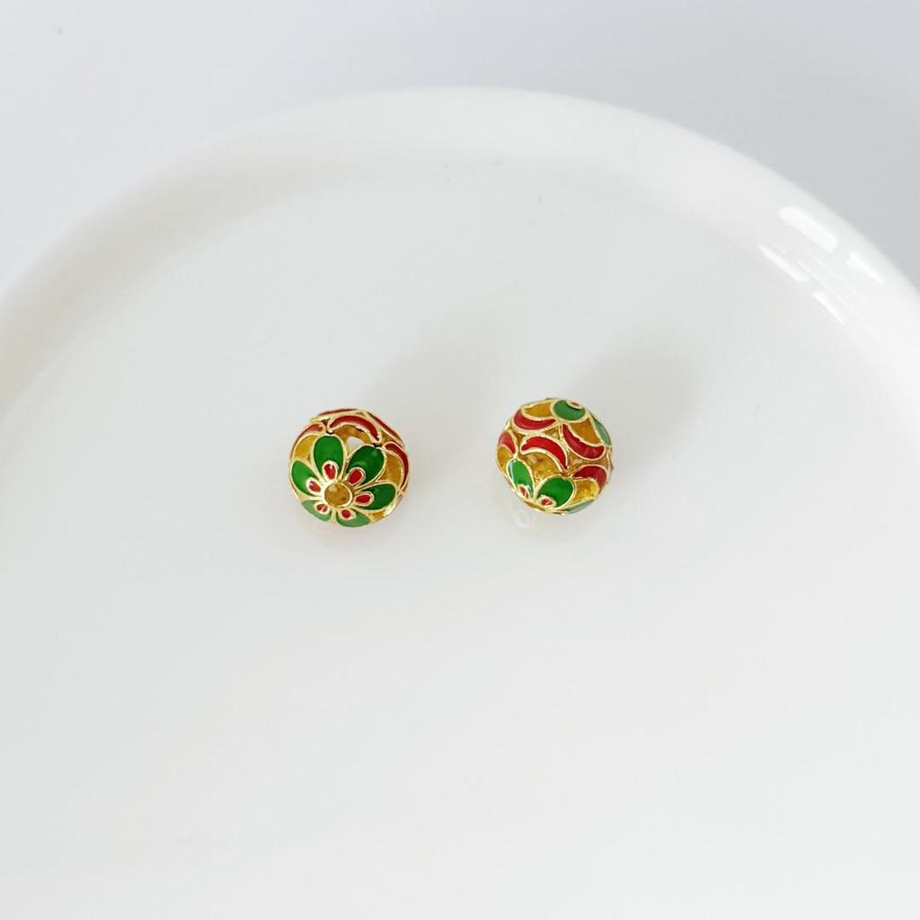 Cloisonné Enamel Beads - Round Blue, National Style DIY Accessories