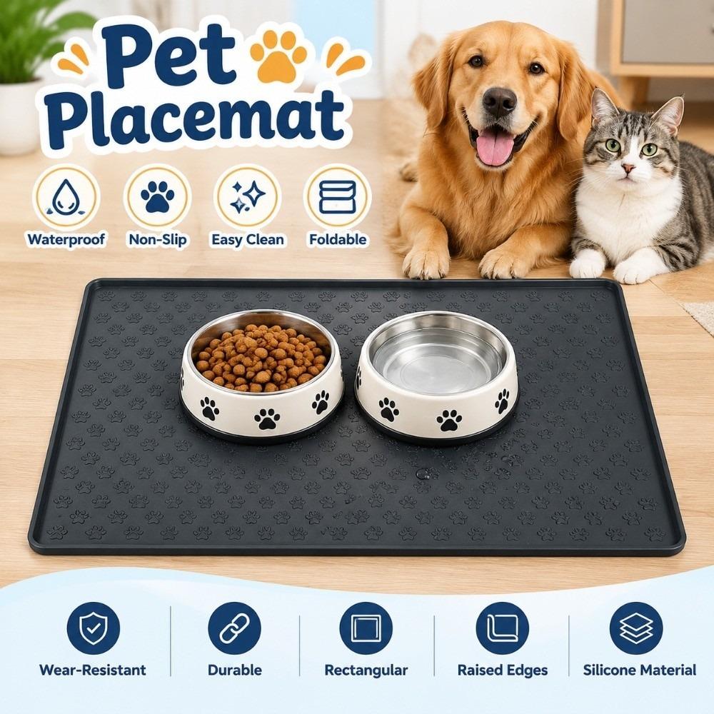 Waterproof Pet Placemat Prevent Food and Water Overflow Non-Slip Pet Feeding Mat Rectangular Durable Cat Feed Mat Dog