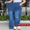 9XL Girl Elastic Denim Trousers Ripped Women High Waist Pencil Pants Loose Stretched Scratched Plus Size