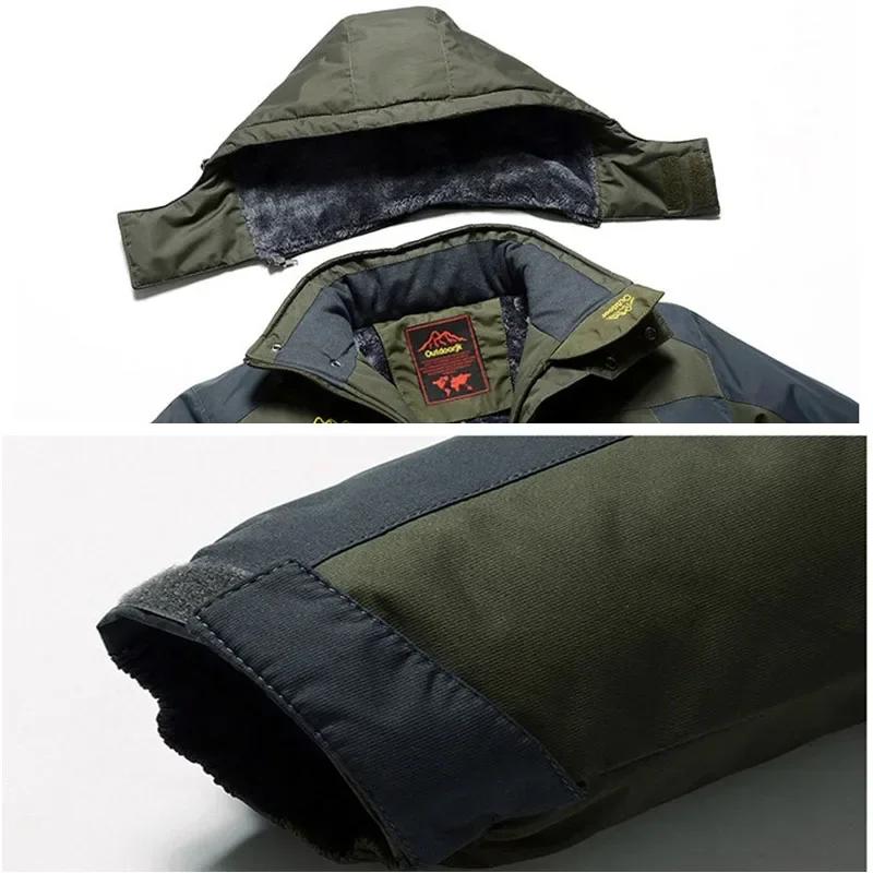 Men's Windbreaker Plus Winter Jacket Men Waterproof Windproof Velvet Warm Parka Coat Tourism Mountain Snow Overcoat