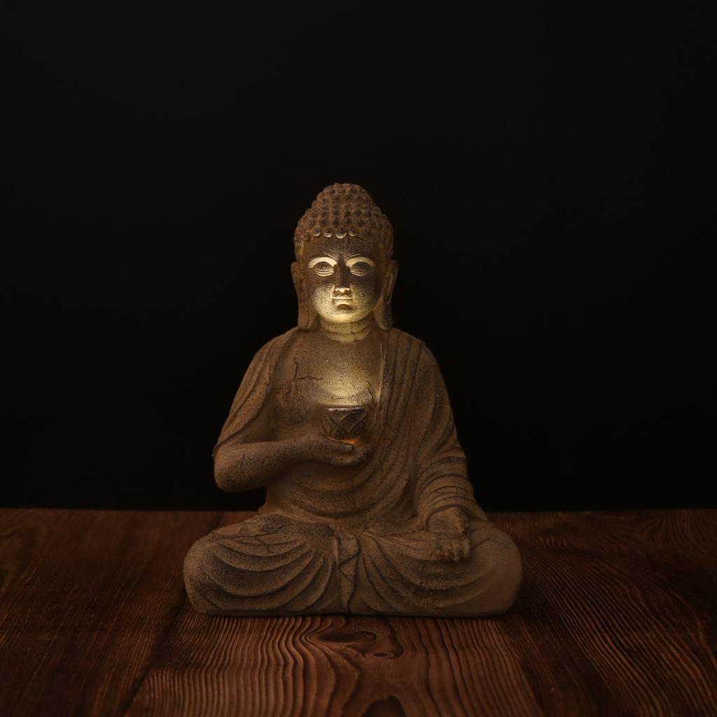 Zen-Inspired Solar-Powered Buddha Statue with Light - Resin Garden & Entryway Decor, Outdoor Ornament