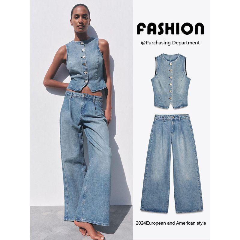 Za2025 Spring New Women clothes Vest Vest 9942052 427 Wide Leg Jeans 9942051