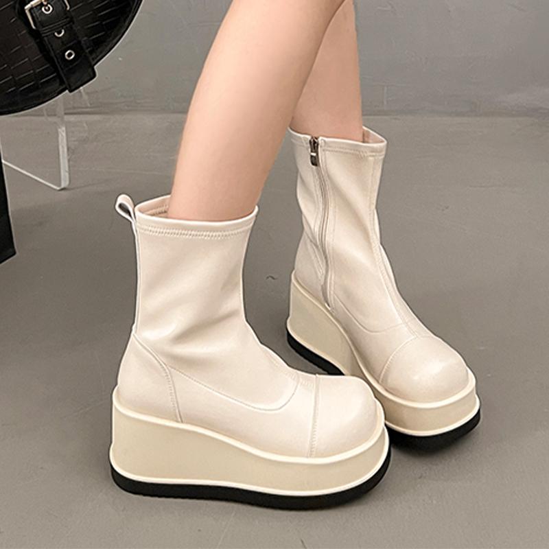 Wedges Women Ankle Boots High Heels Fashion Shoes Winter Dress New Chelsea Boots 2025 Casual Goth Motorcycle Botas Mujer Zapatos