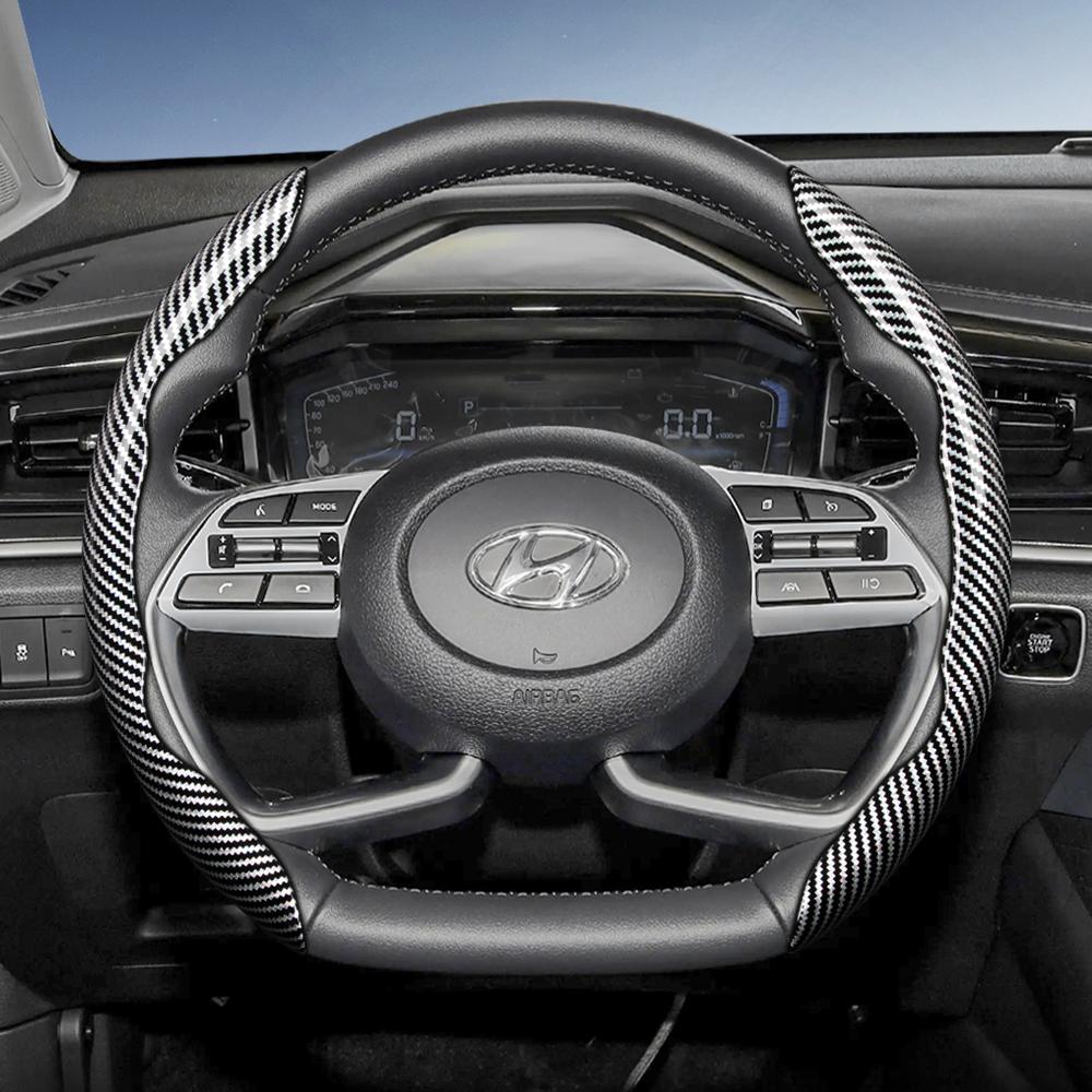 Suitable for Hyundai Carbon Fiber Texture Steering Wheel Cover with Segmented Quick-Release Design, Durable, for Tucson Elantra Avante I30 Sedan