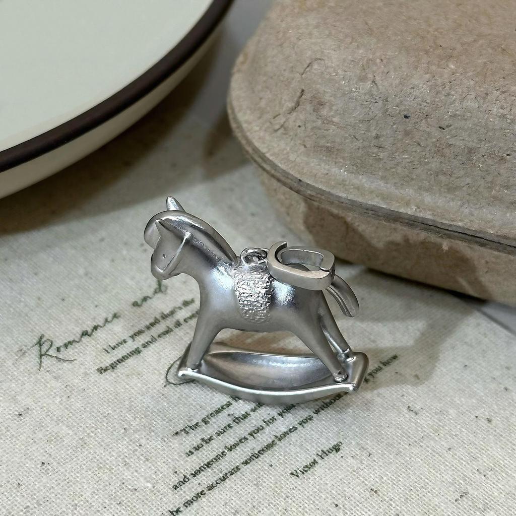 Sterling Silver Rocking Horse Pendant - Korean Style Niche Design Jewelry