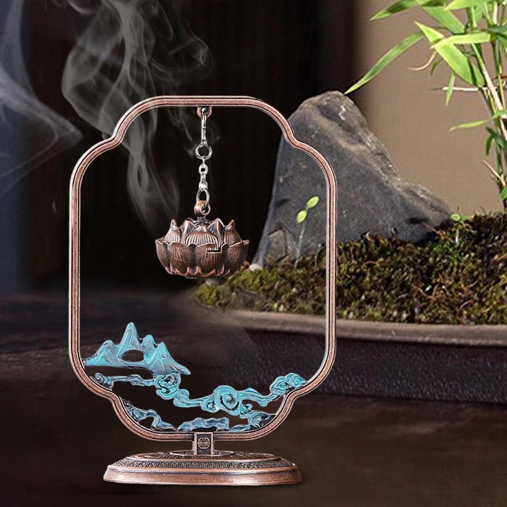 Lotus Flower Hanging Incense Burner Alloy Metal for Bathroom Multifunctional