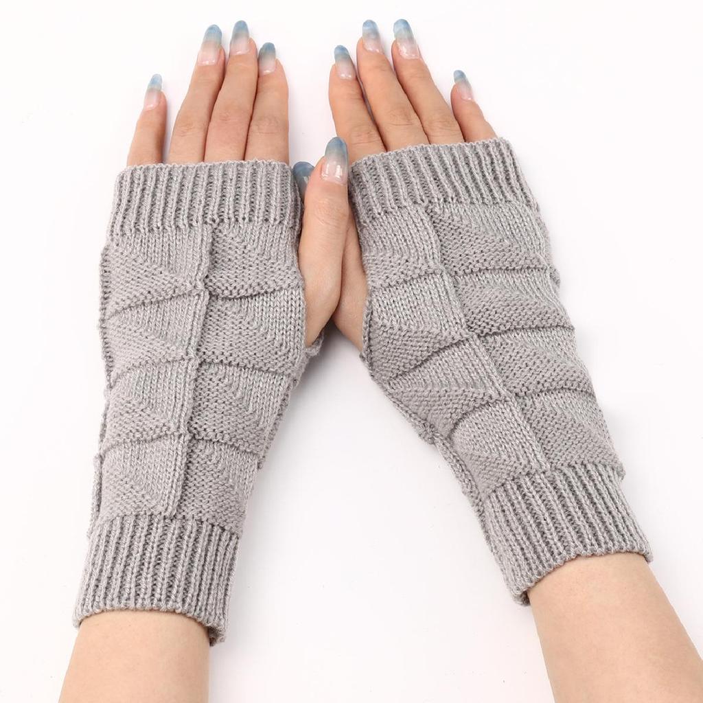 Neue Herbst und Winter Damen gestrickte warme Handschuhe Halbfingerärmel kurze Armärmel