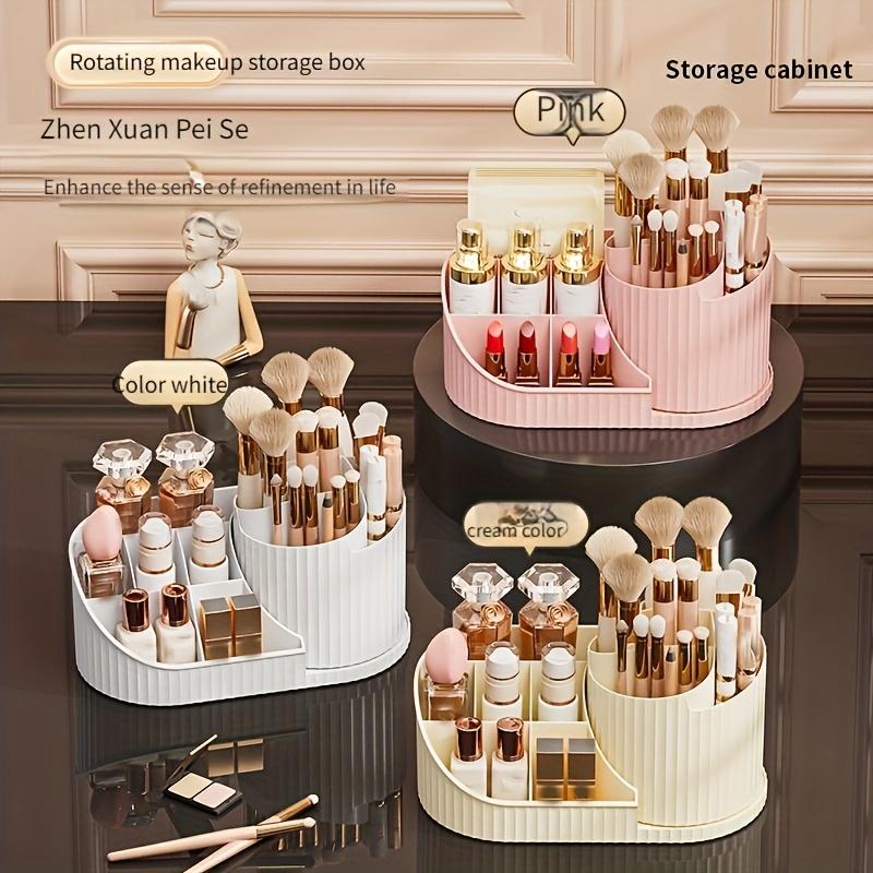 360° Rotating Makeup Brush Storage Box with 5 Slots - Cosmetic Storage Box - Perfect for Bathroom Vanity or Desktop Display, Cosmetics Holder