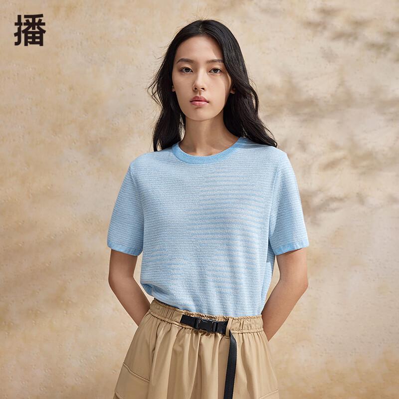 

Women s Round Neck Short Sleeve Knit T-shirt BDR2SD0901 XS