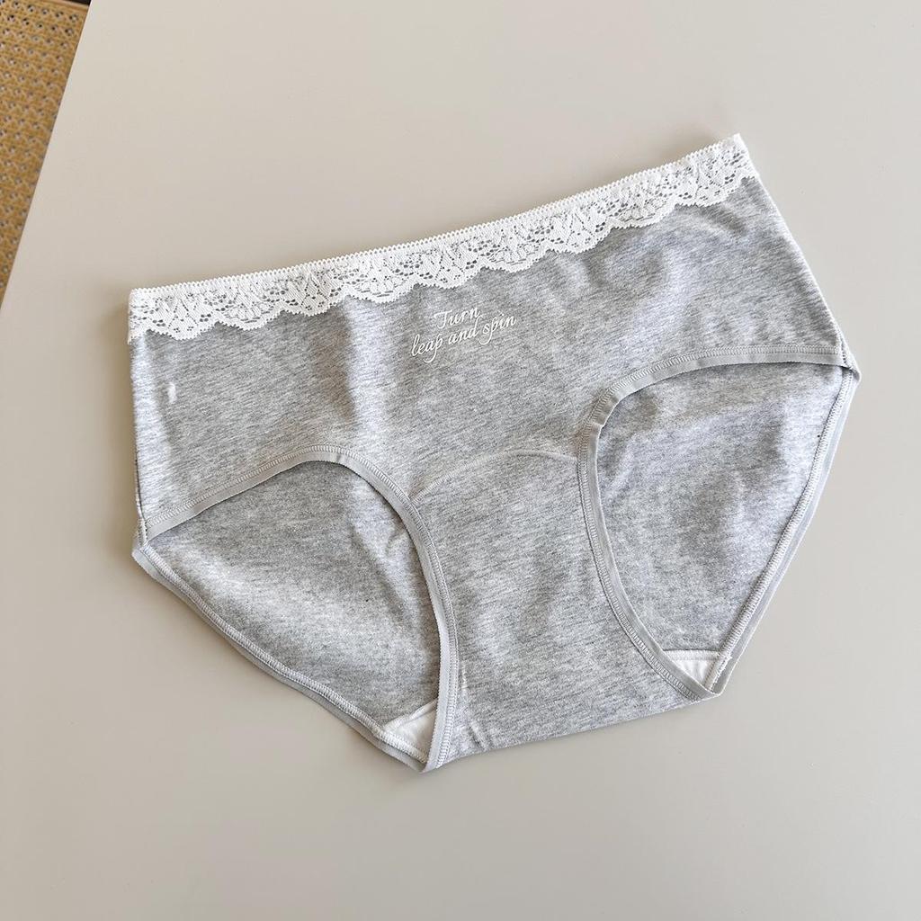 9266 Chic and Affordable Ballet-Inspired Women's Lace Trim Cotton Panties, Mid-Rise