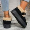 Women's Plus Size Fur Fleece One Foot Cotton Shoes Casual Short Tube Solid Color Sponge Cake Thick Soled Snow Boots Shoes 36-42