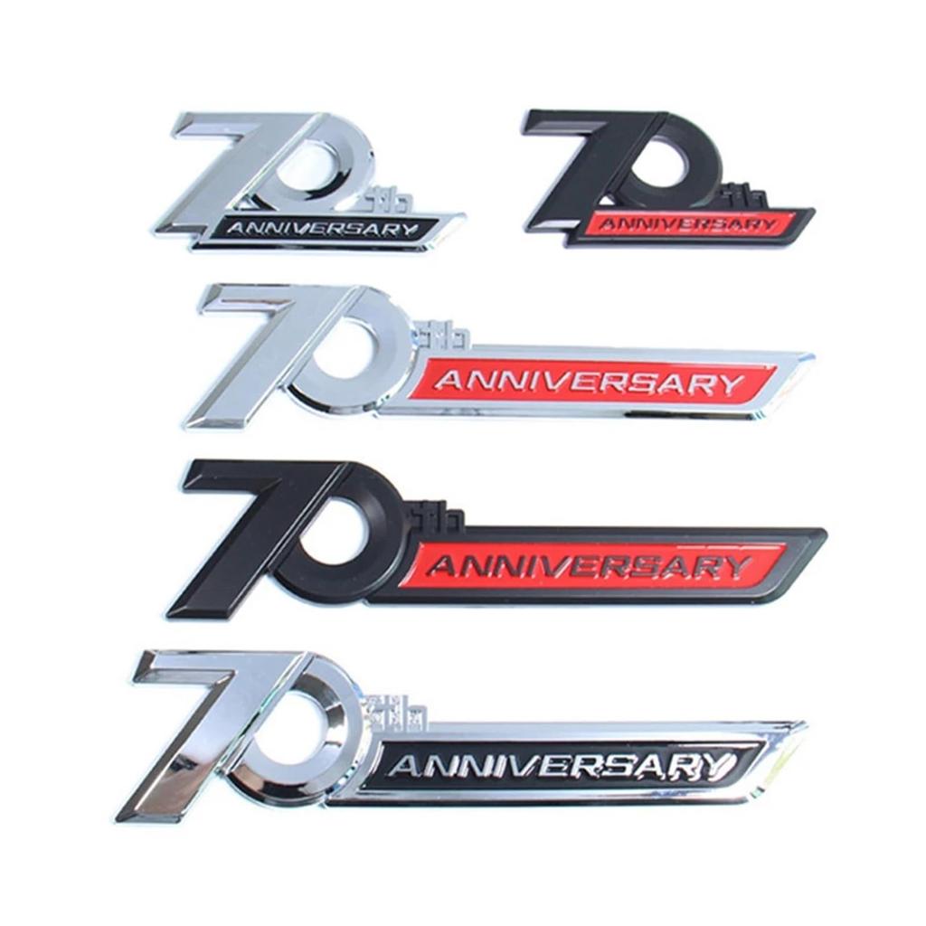 3D ABS Logo 70. Jubiläumsemblem Auto Seitenemblem 70. Jubiläum Aufkleber Zubehör (Kurz Chrom Rot)