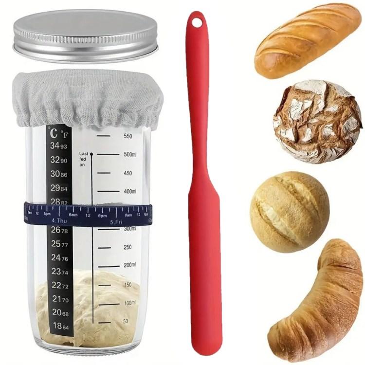 

24oz/730ml Clear Glass Sourdough Fermentation Jar Sourdough Starter Container Baking Supplies (BPA Free,No FDA) 730ml/Style B