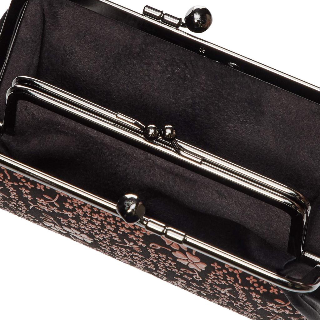 Indenya Parent-Child Clasp Coin Purse, 340, Black Deerskin with Pink Lacquer and American Blue Pattern, 1501-51-166