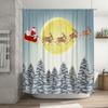 TU Christmas Shower Curtain Santa Claus Reindeer Festive Holiday Bathroom Decor XMas Gift Cozy Waterproof Fabric Wall Hanging
