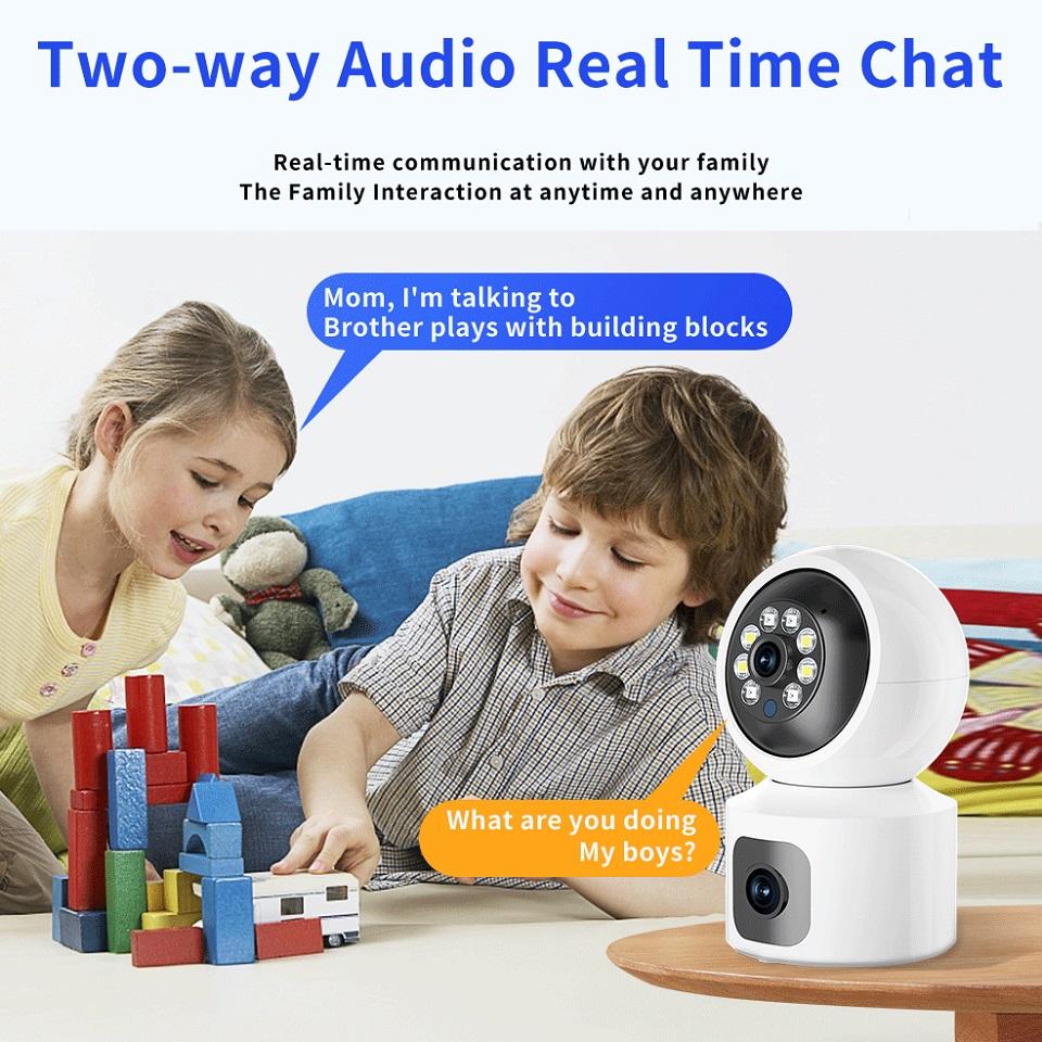 IP CCTV Camera Dual Lens Fhd Indoor Home Security Surveillance Camera Two Way Audio Wireless Baby Monitor  PTZ Security Camera